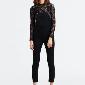 Levi's Overalls Skinny Fit Black One Piece Figure Hugging Stretch 28 S M Medium